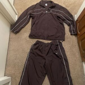 Vintage Nike Chocolate Brown Tracksuit with White Piping